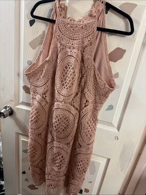 Charlotte Russe Blush Pink Crochet Lace Mini Dress